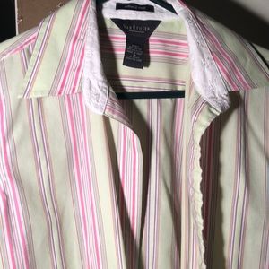 Size medium Easter green with pink pin stripes button up